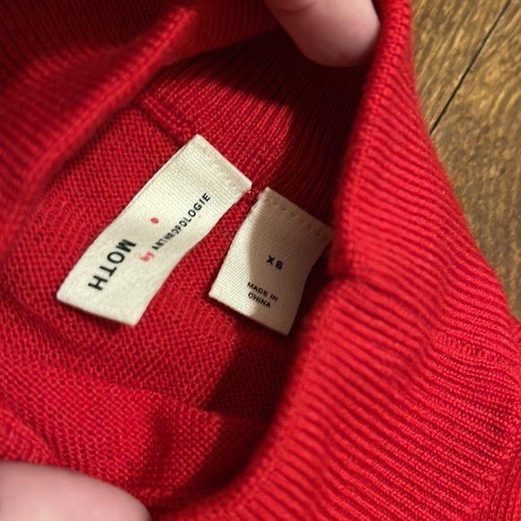 Moth by Anthropologie Red Wool Blend Mock Turtleneck Sweater - Picture 2 of 4